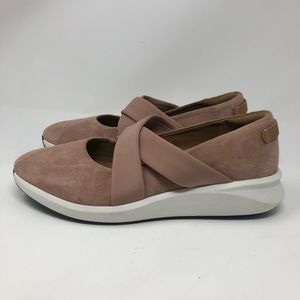 Unstructured by Clarks Womens Un Rio Cross Suede Casual Rose Shoes 9.5 Medium